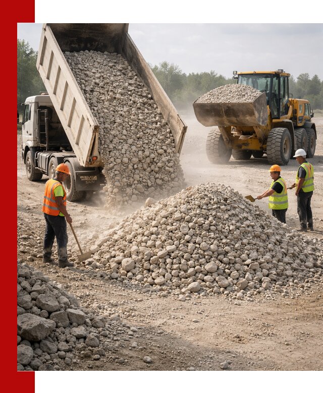Доставка известнякового щебня фр. 40-70 в Брянске