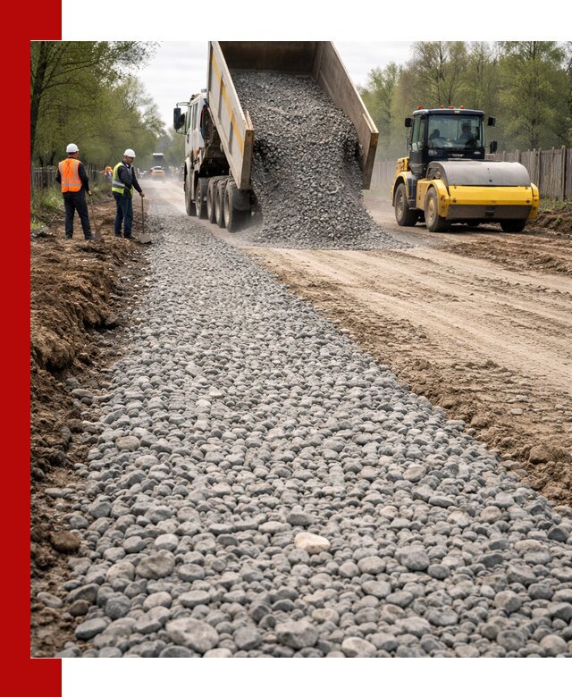 Доставка щебня для отсыпки дорог в Брянске высокого качества