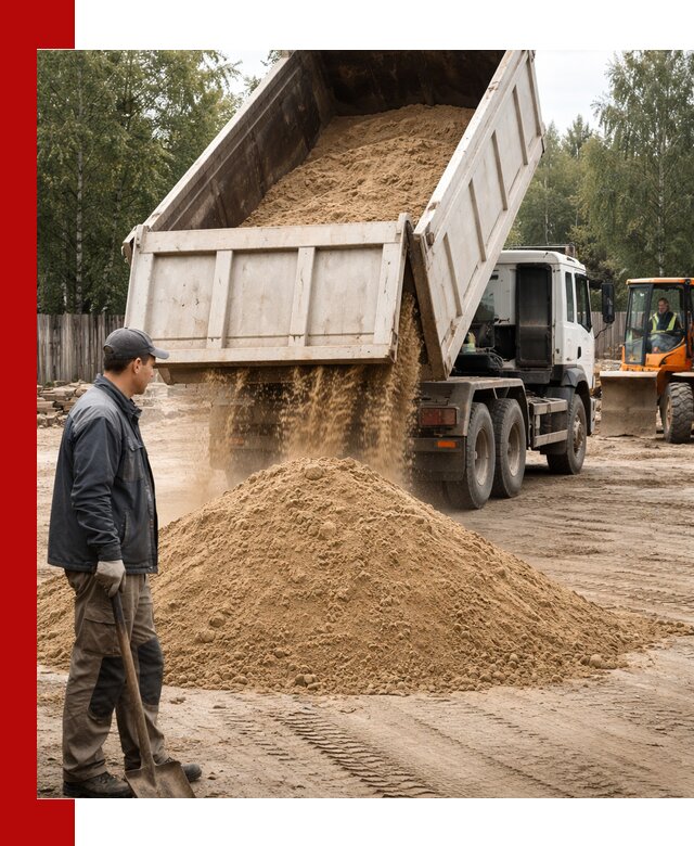 Доставка и продажа песка с разгрузкой в Брянске