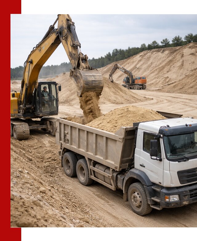 Доставка карьерного песка с самосвалами и разгрузкой в Брянске