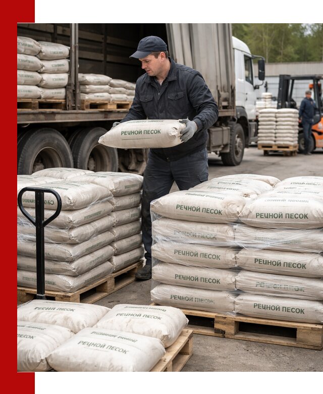 Речной песок в мешках с доставкой в Брянске