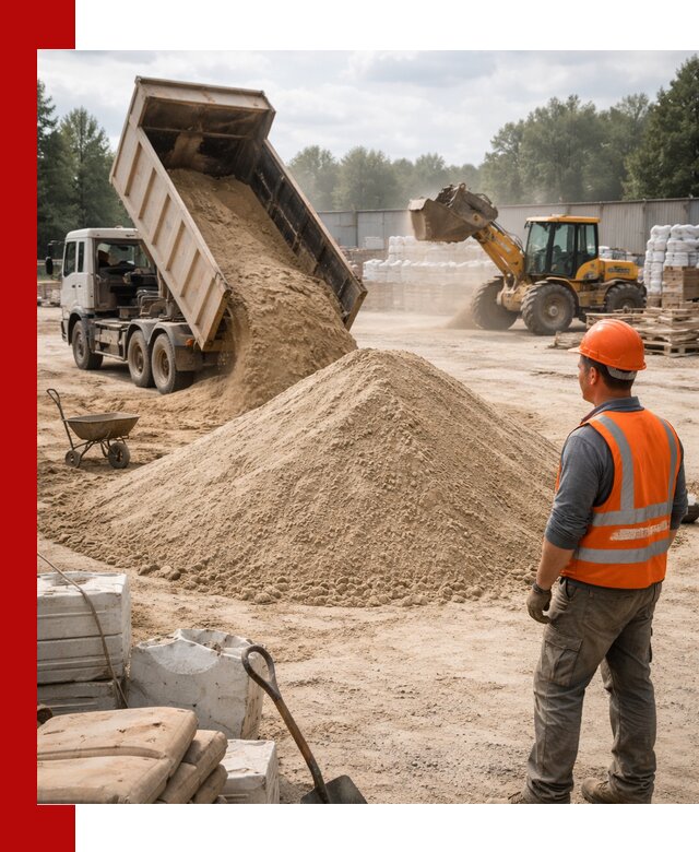 Доставка строительного песка с самосвалом в Брянске