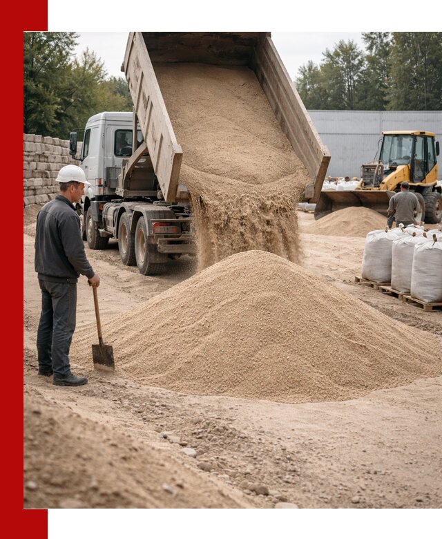Кварцевый песок фракция 0–3 мм с доставкой в Брянске