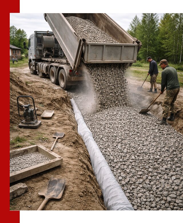 Гравий для дренажа с доставкой в Брянске качественный и недорогой