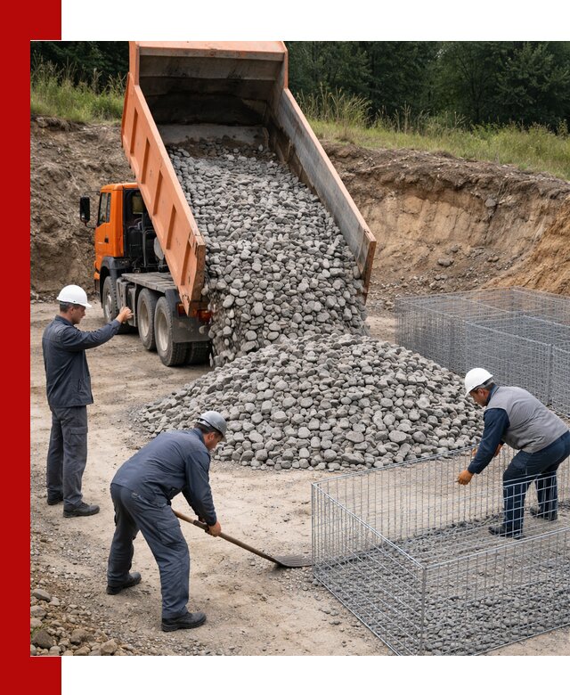 Камень для габионов с доставкой в Брянске быстро и надёжно