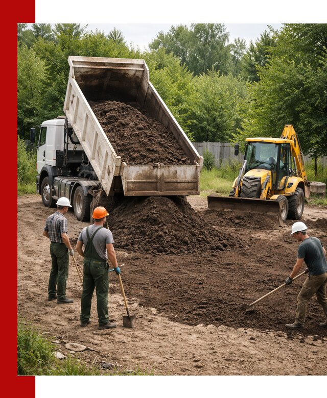 Доставка и укладка грунта для выравнивания участка в Брянске