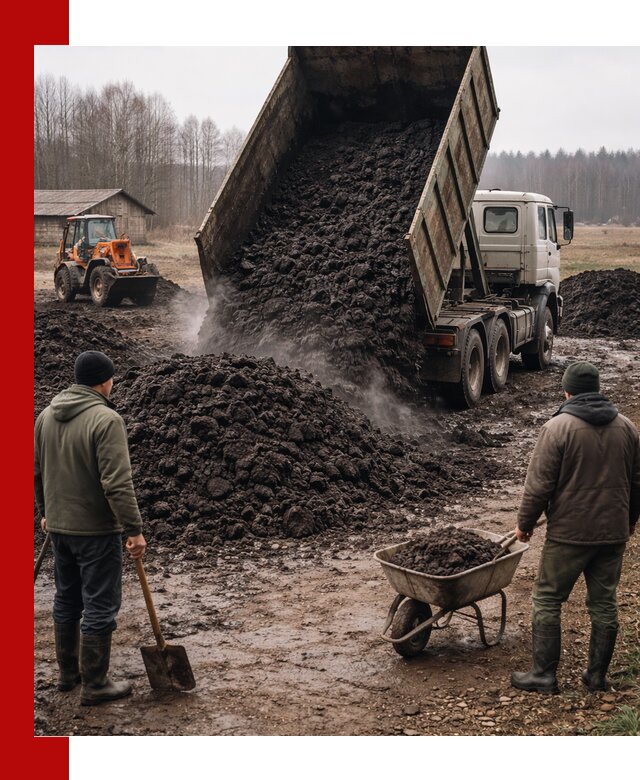 Доставка низинного торфа с разгрузкой и доставкой в Брянске