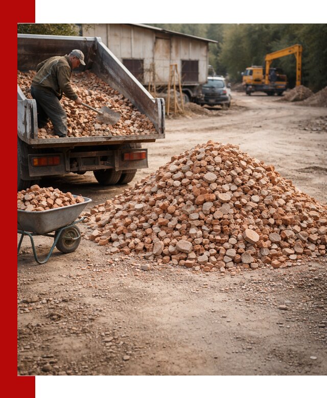 Доставка и подушка из боя кирпича с разгрузкой в Брянске