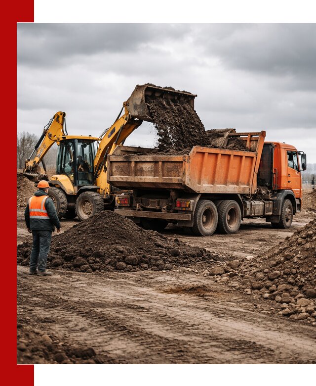 Вывоз грунта и строительного мусора в Брянске грузовыми самосвалами