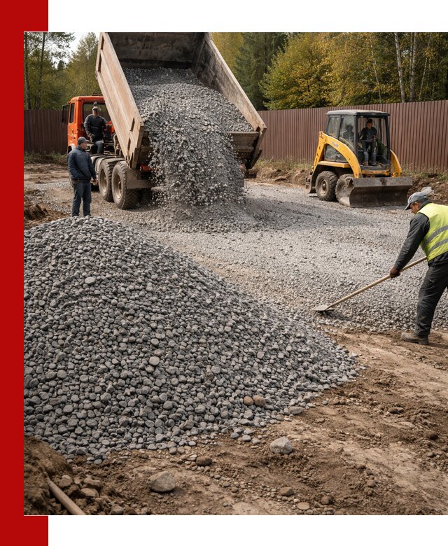 Отсыпка участка щебнем с доставкой и уплотнением в Брянске